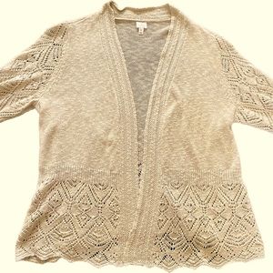 Oatmeal/Tan Dress Barn Long Sleeve Cardigan